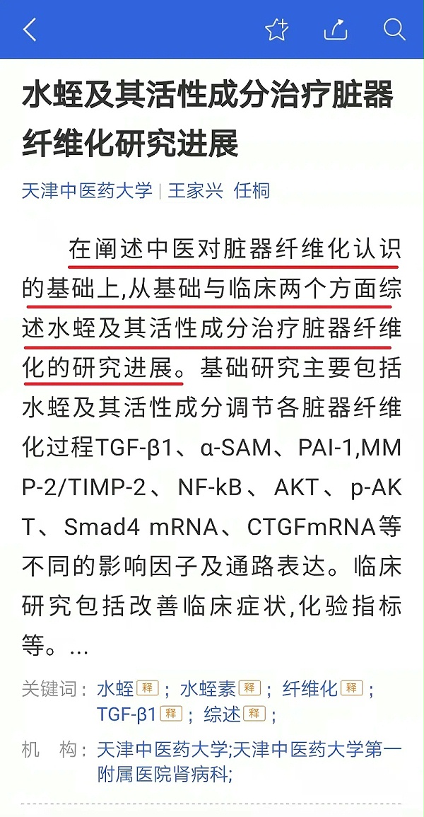 水蛭素、活血化瘀、纤维化